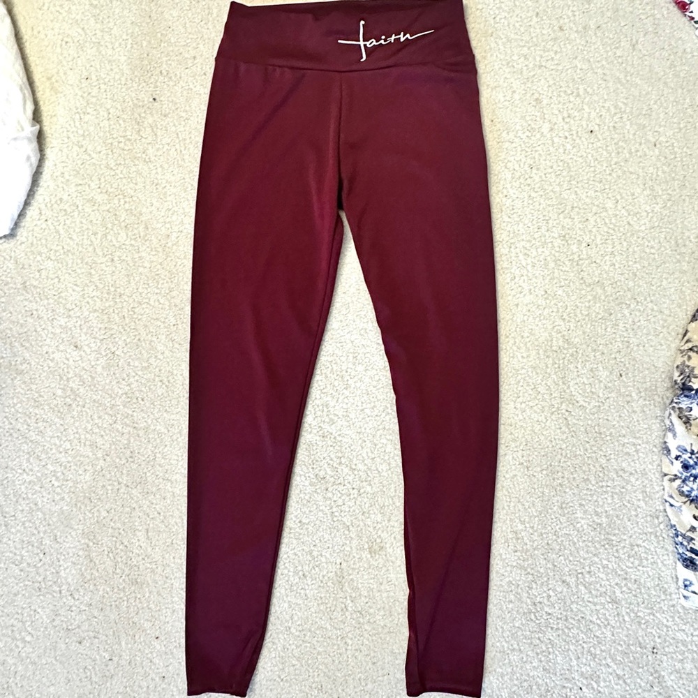 NEW Burgundy Faith Leggings